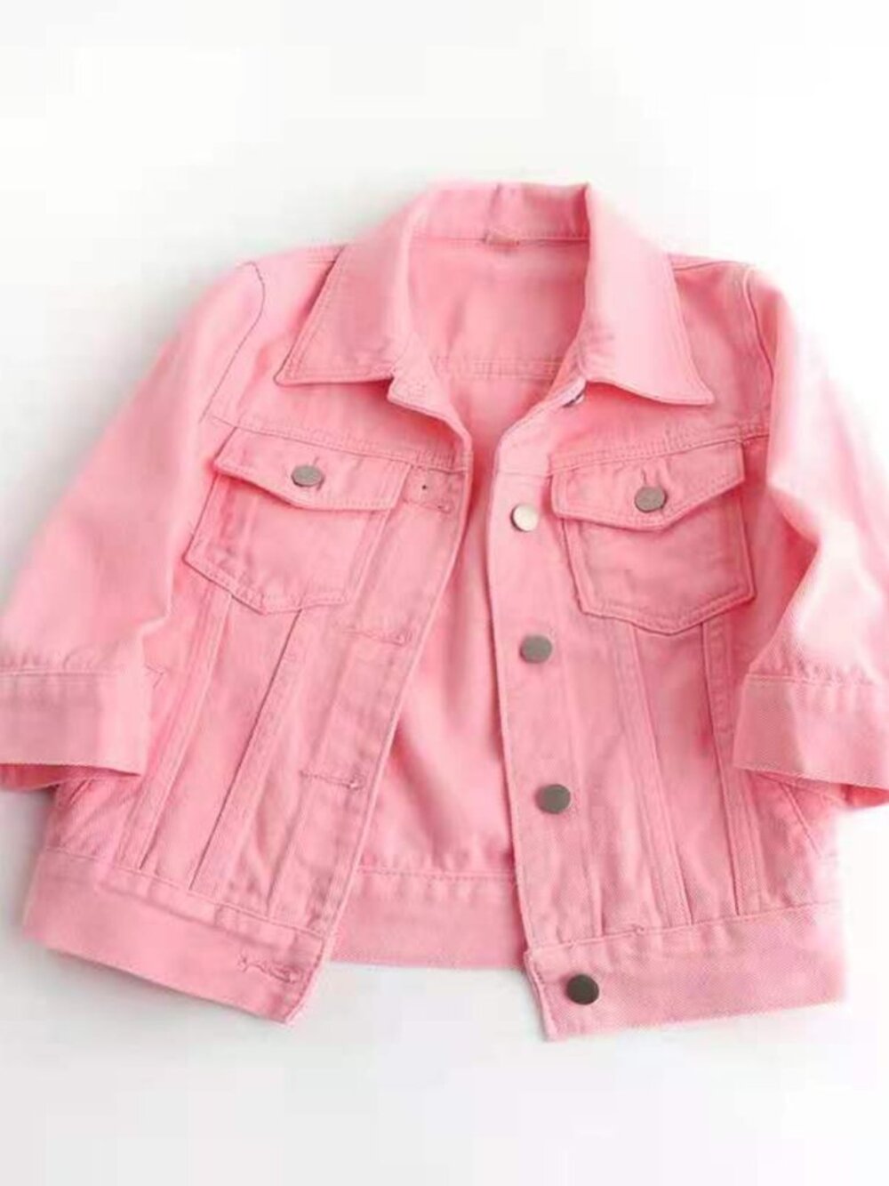 Pink Cropped Denim Jacket - Picture 2 of 8